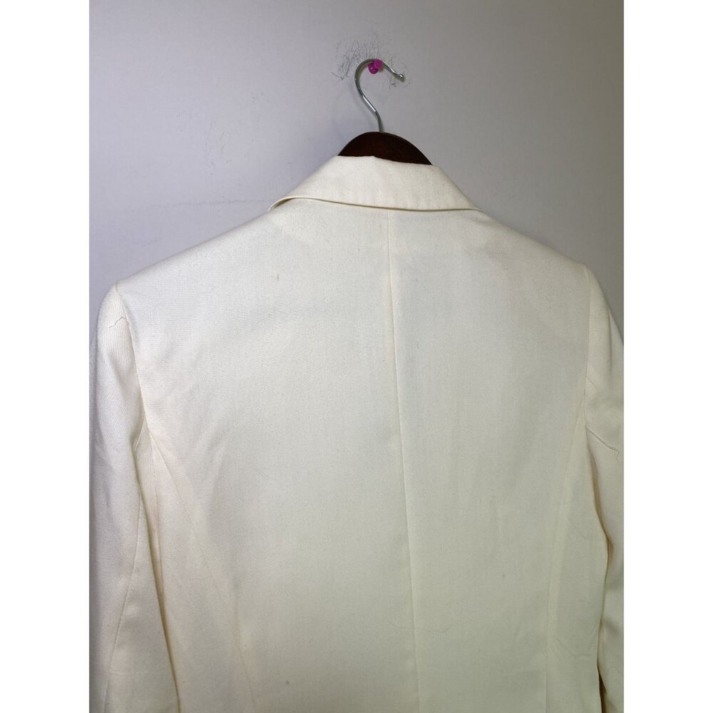 White Double Breasted Peak Lapel Blazer Women Medium Tailored - Picture 8 of 9